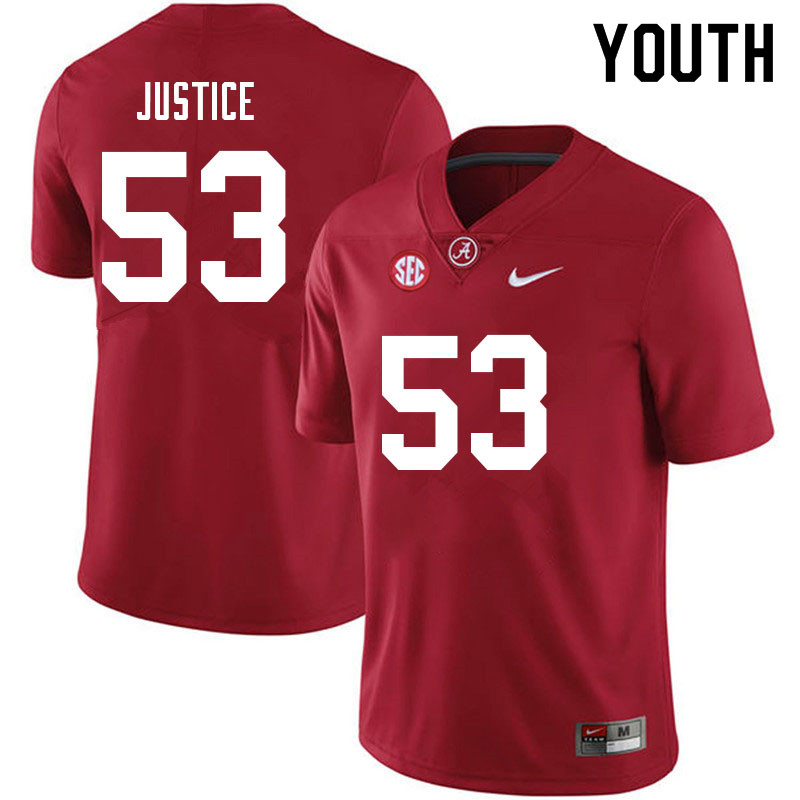 Alabama Crimson Tide Youth Kevin Justice #53 Crimson NCAA Nike Authentic Stitched 2021 College Football Jersey IV16T23HM